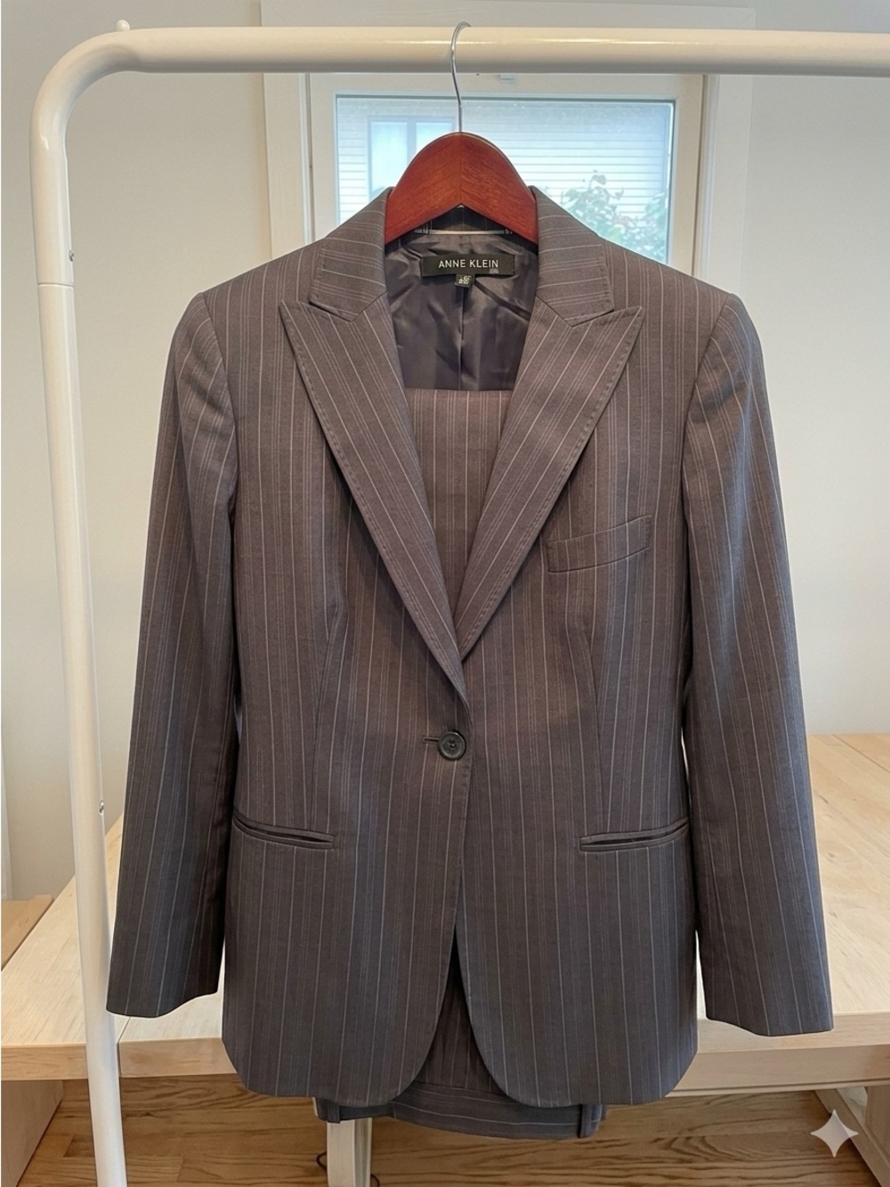 Anne Klein Gray Pinstripe Blazer